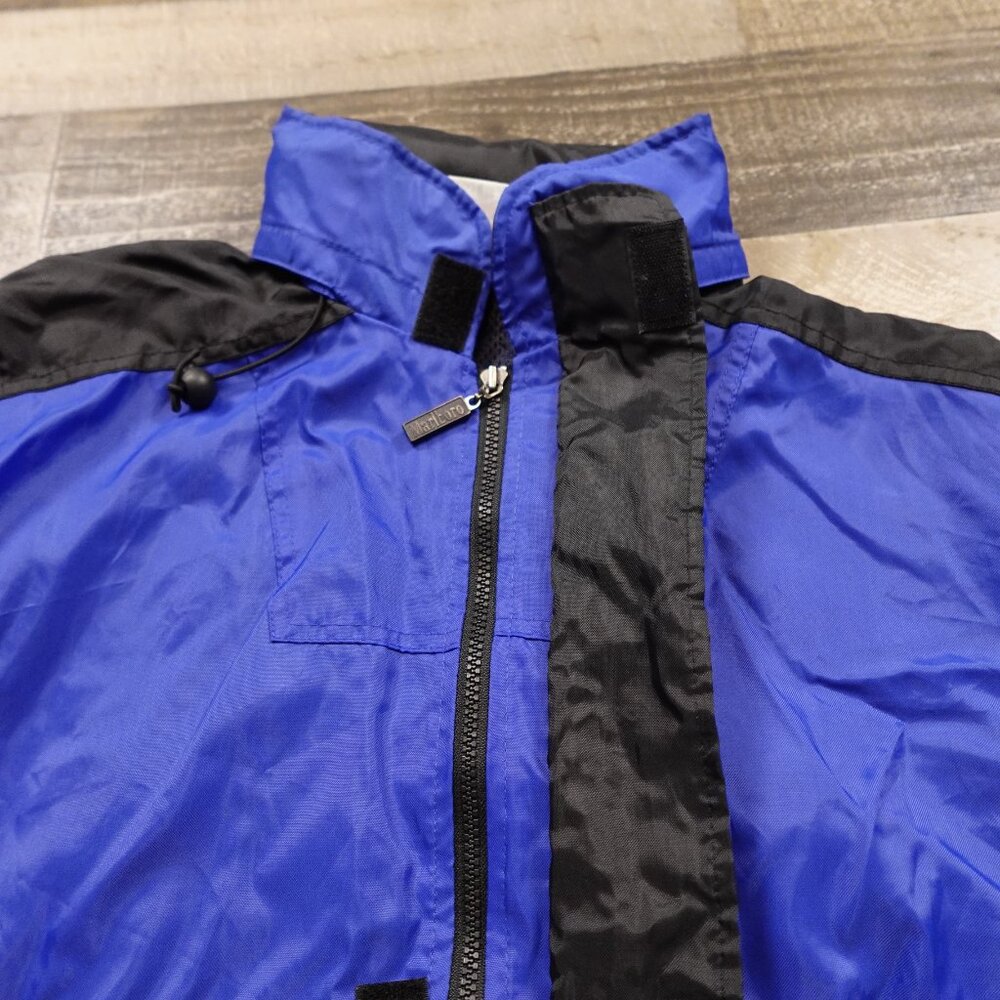 Marlboro windbreaker jacket full zip adult medium blue black rain proof vintage - Picture 11 of 14